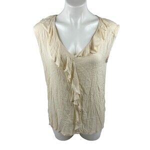 Culture Code Women Small Ruffle Top Sleeveless Lightweight Beige Casual NWT
